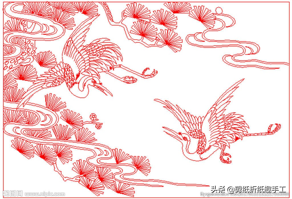 剪纸松鹤延年横幅,获奖剪纸松鹤延年