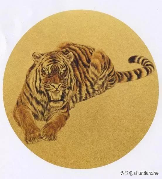 工笔老虎技法教学视频,工笔老虎胸毛的撕毛法