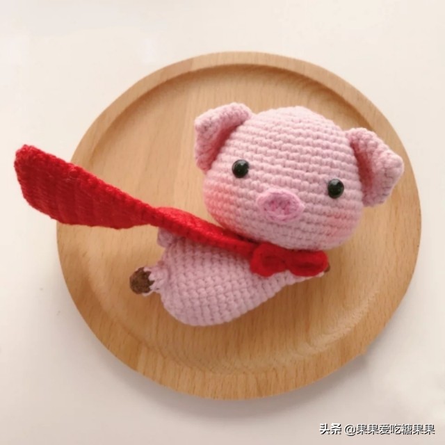 十二生肖小猪玩偶钩织图解,飞天小猪钥匙扣