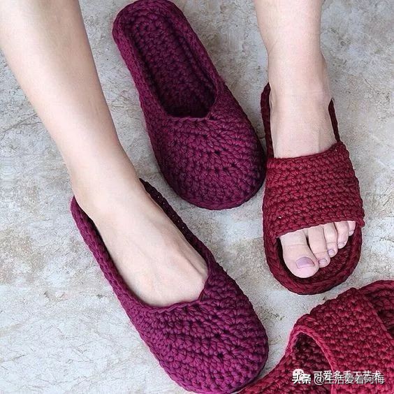 自己用毛线做布拖鞋,用布条线编拖鞋