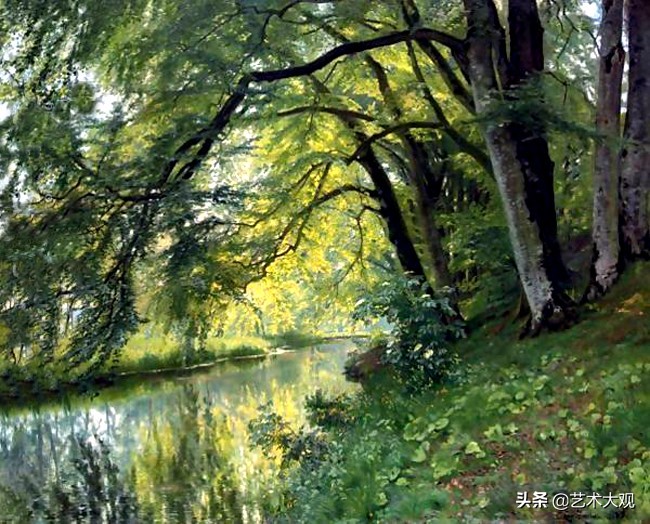 美国乡村红房子油画作品,美国亚马逊河派风景油画作品