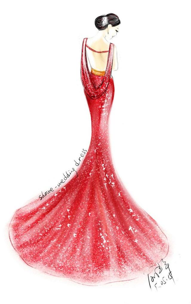 服装设计礼服素描手稿,著名设计师服装设计手稿
