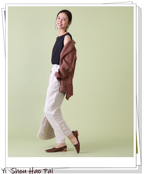 亚麻垂感裤搭配,杏色阔腿亚麻裤的搭配