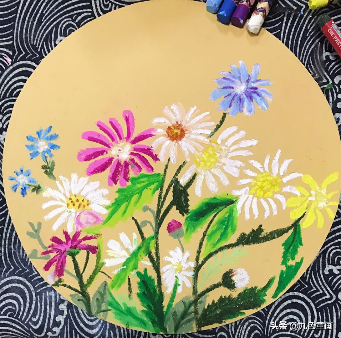 蜡笔油画棒绘画作品,少儿油画棒画法