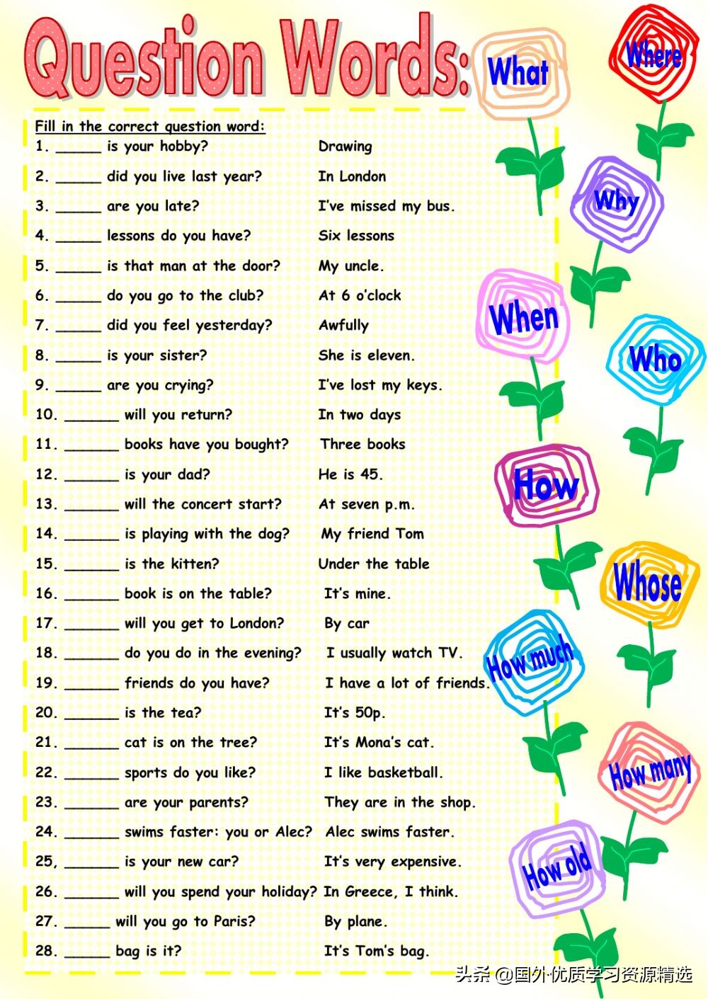 疑问句开头what与how的用法区别,疑问代词who和what的区别