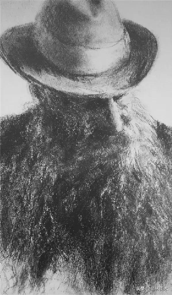 门采尔自画素描高清大图,素描大师门采尔著名作品