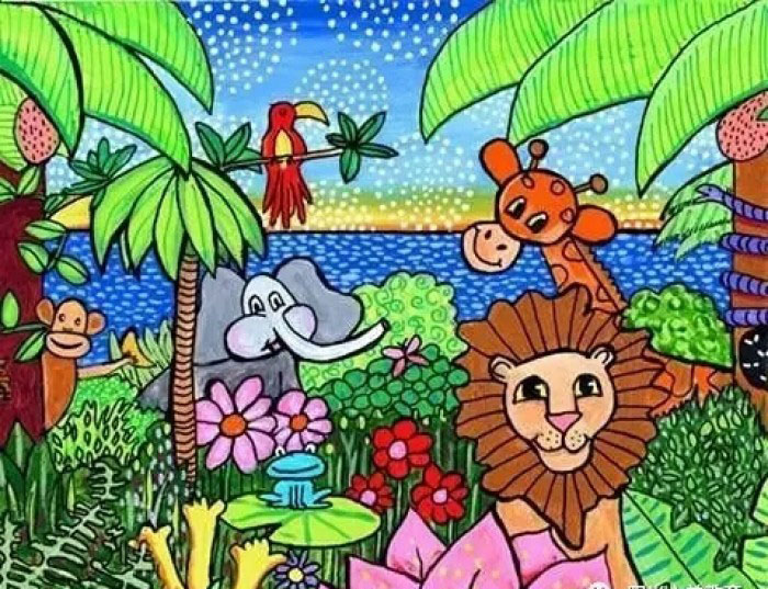 儿童创意水粉画作品,6-12岁幼儿创意水粉教程入门