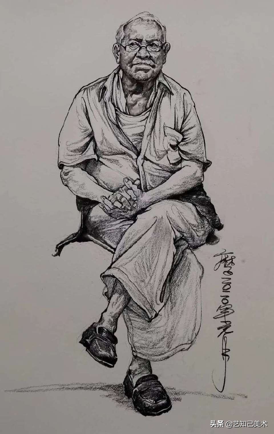 速写人物写生照片坐姿,速写人物老人坐姿范画