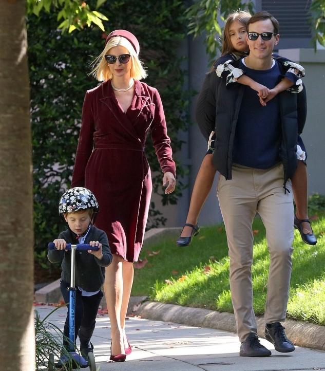 伊万卡穿黑色吊带裙太好,伊万卡穿收腰裙大秀蚂蚁腰