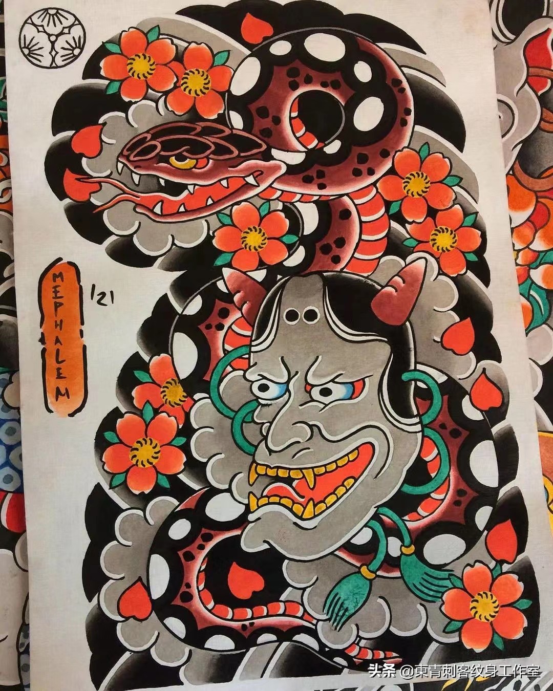 半甲凤凰纹身手稿图案大全,老传统半甲纹身图案大全图片