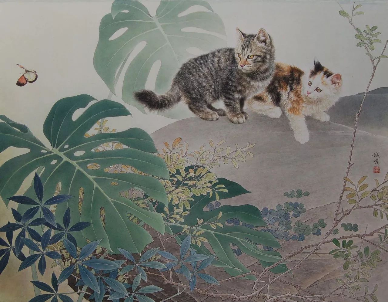 邢诚爱工笔画猫的图片,邢诚爱工笔画猫兔子高清大图