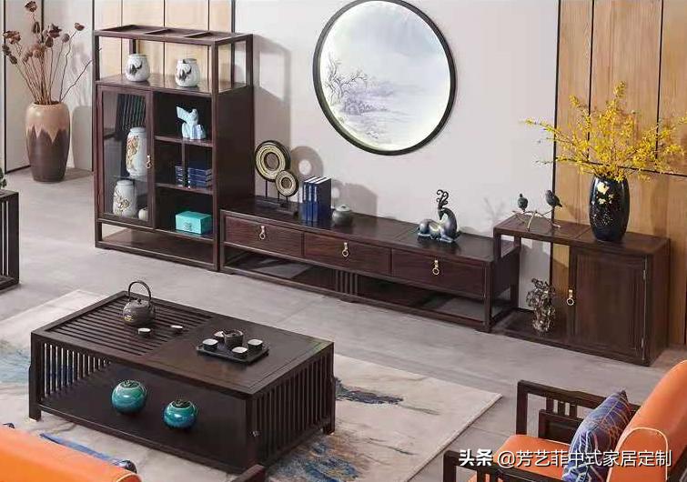 新中式家具客厅布置,新中式家具打柜子效果图