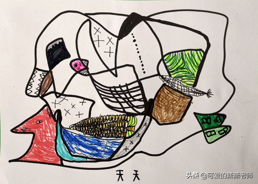 各种各样的线条图案大班,神奇的线条美术大班作品图片