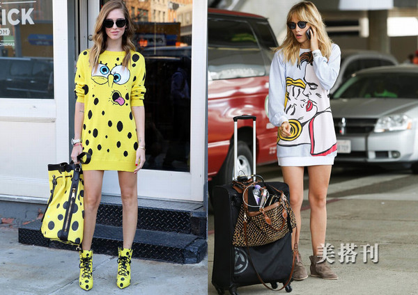 童趣印花圆领T恤衫,夏日t恤简约风穿搭图谱