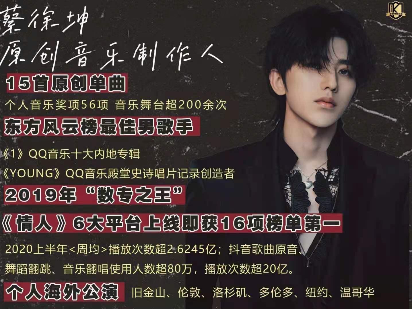 蔡徐坤唱的情人最后一句歌词翻译,2019华语十大金曲排行榜蔡徐坤