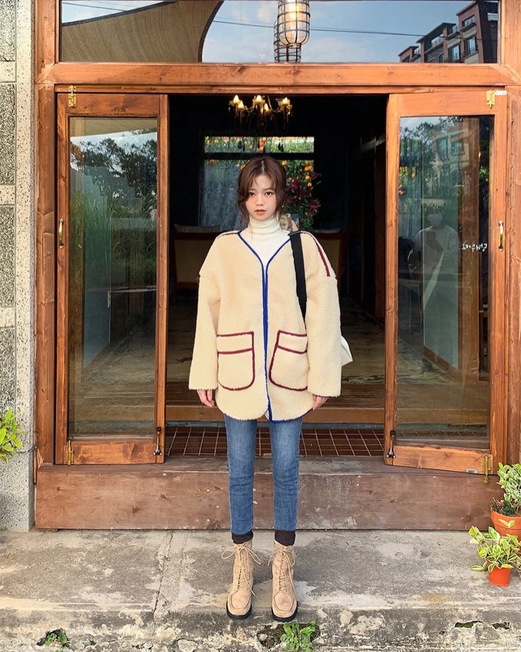 大码显瘦羊羔毛外套,羊羔毛外套的有效穿搭