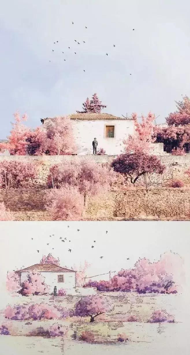 不用花钱就能圣地巡礼？看大神用钢笔淡彩带你花样旅行