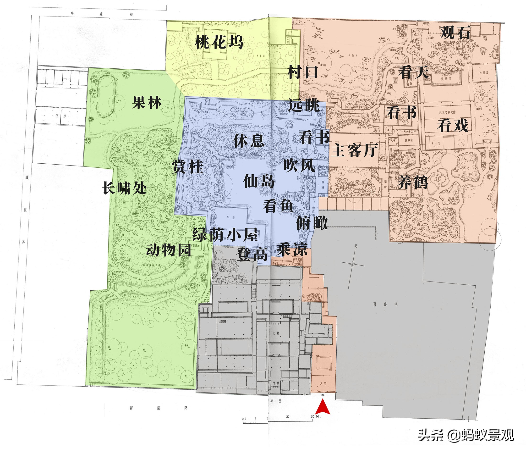 留园建筑分布图,留园建筑艺术分析