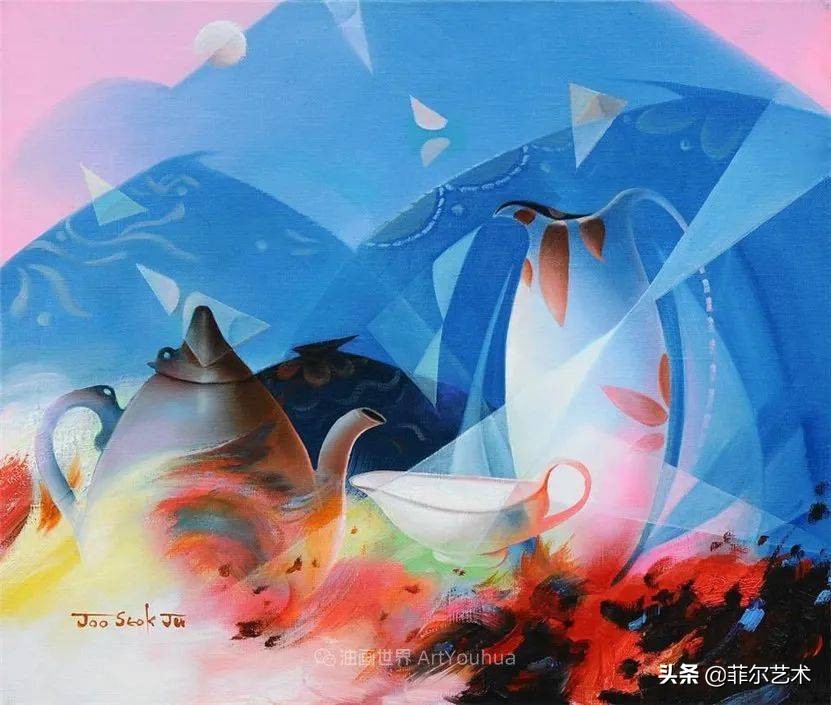 韩国画家朱世柱的作品非常出色,温暖、音乐和神秘