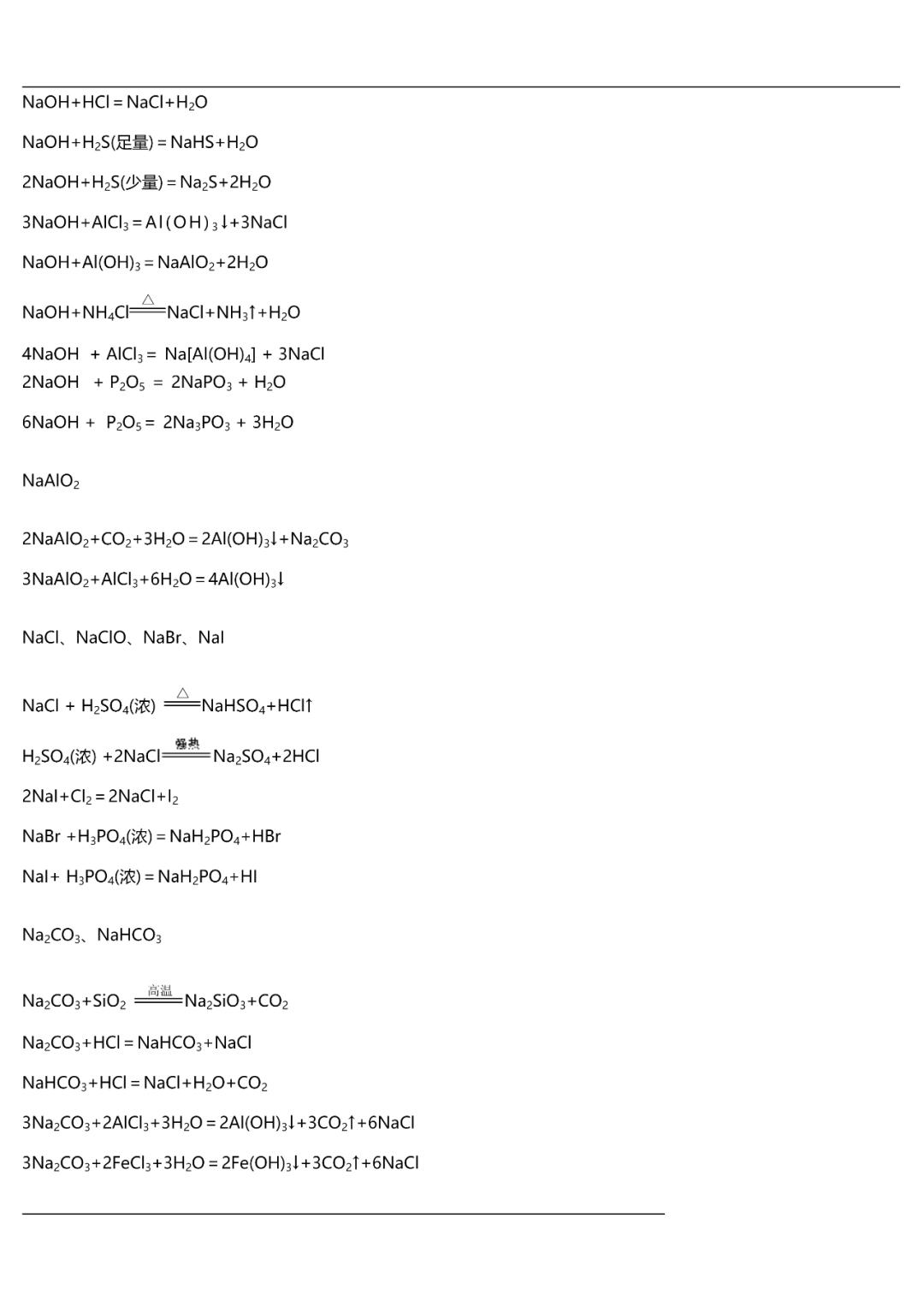 高中化学氯气方程式总结,高中化学所有方程式大全
