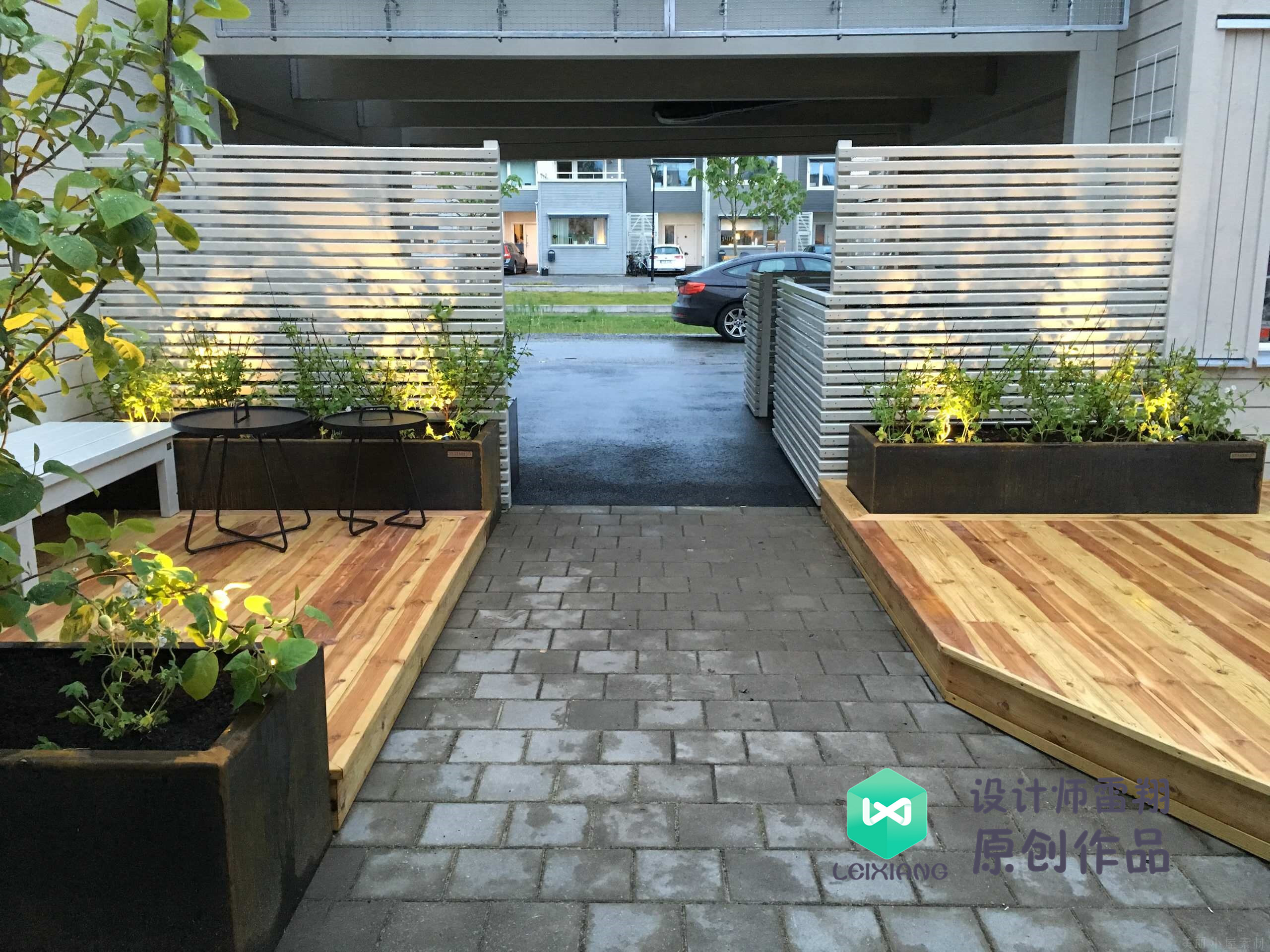 庭院防腐木颜色搭配效果图,庭院怎么铺装防腐木