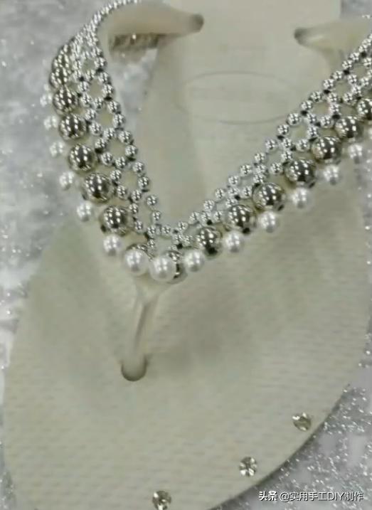 复古人字凉鞋串珠,手工串珠编织拖鞋