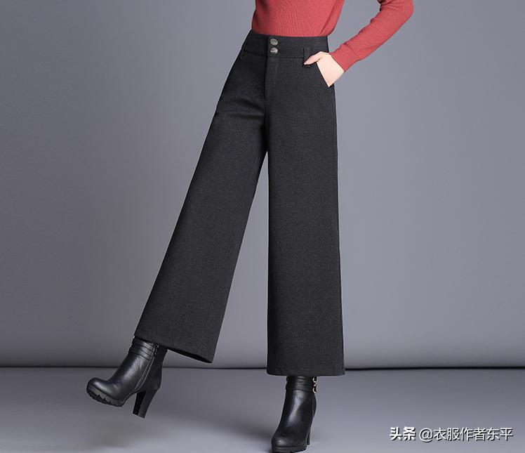 前后都能穿的阔腿裤的裁剪方法,高腰阔腿裤裁剪公式及图解