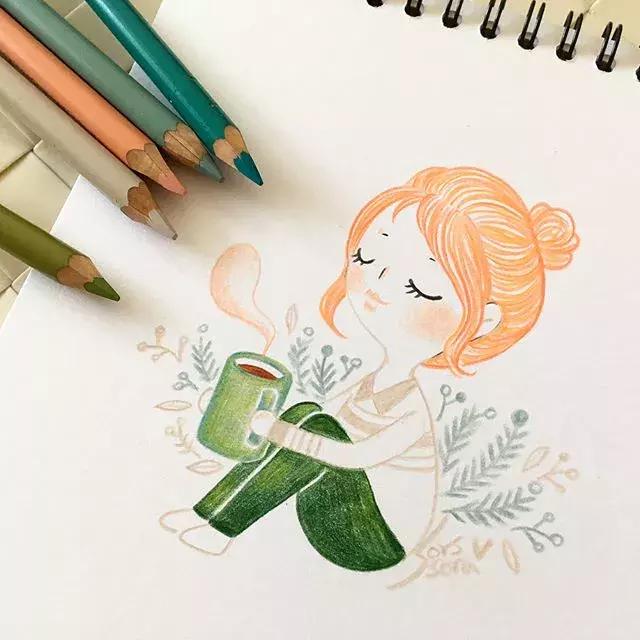 哈士奇的简笔画图片用彩铅画的,儿童彩铅简笔画6-12岁美观小人