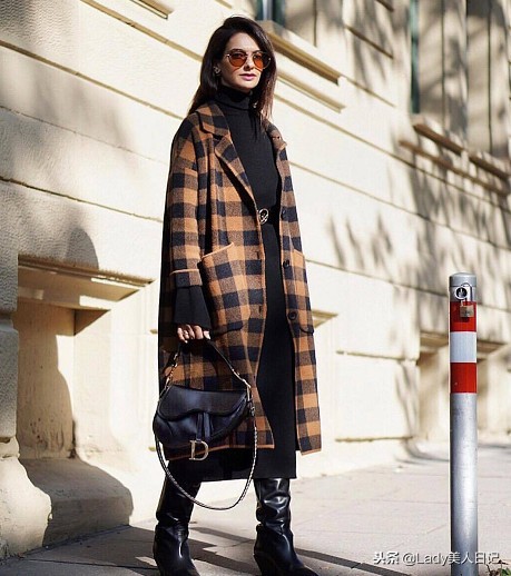 格子毛呢大衣冬天穿,秋冬必不可缺的毛呢大衣