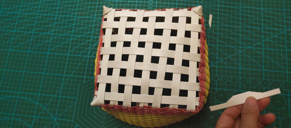 编篮子塑钢打包带,最简单的打包带编篮子教程