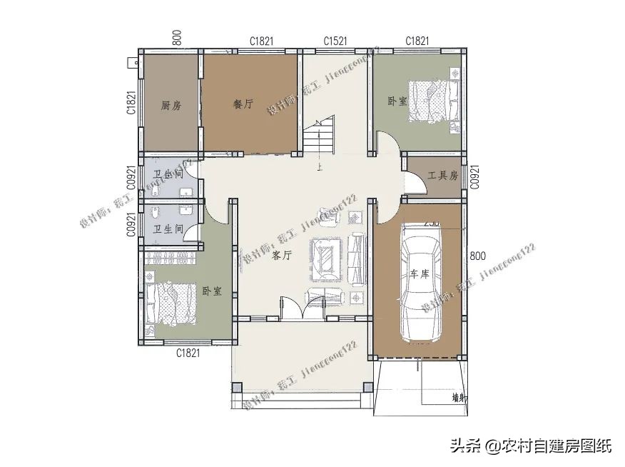 二层带车库露台农村别墅,带车库的二层农村小别墅实景房