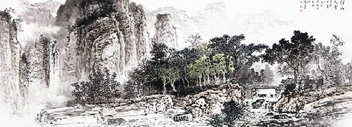 昌林水墨荷花国画,杨昌林山水画