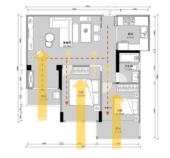 客餐厅采光方法,客餐厅错开的户型设计