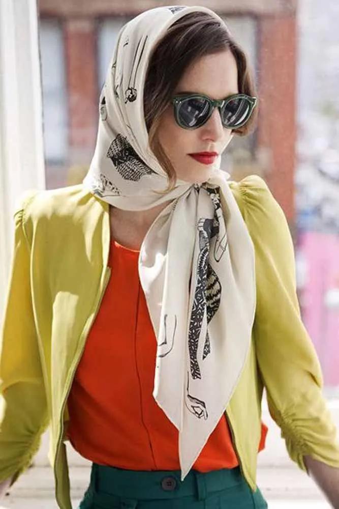 一条方丝巾怎么穿出时尚,素色丝巾的系法大全简单又好看