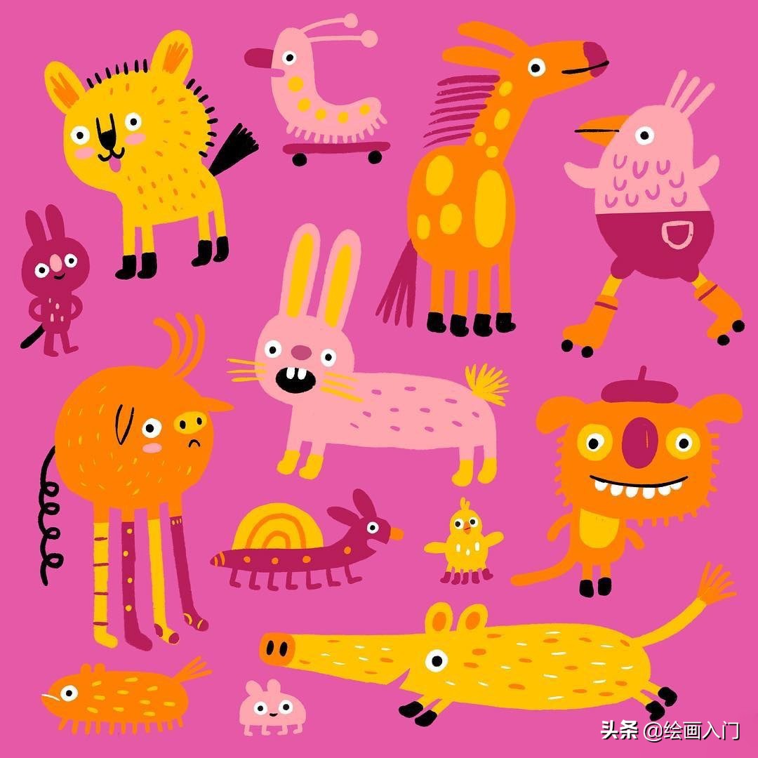 彩铅小动物插画简单,彩铅插画小动物手绘