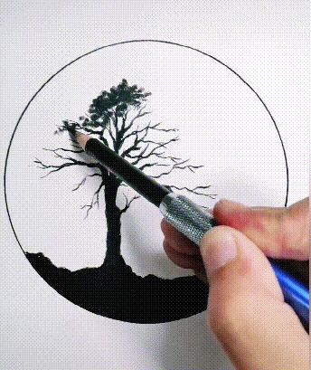 炭笔如何一笔画出渐变绘画技巧,炭笔风景教学