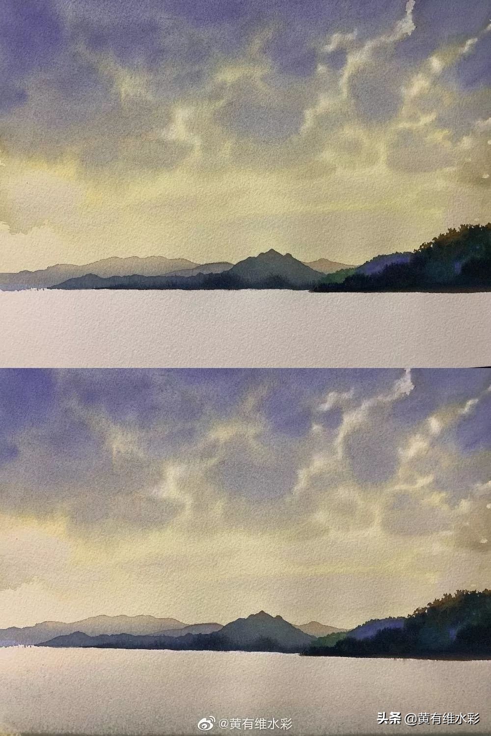 水彩画初学者超级简单的风景画,风景水彩画简单又好看教程