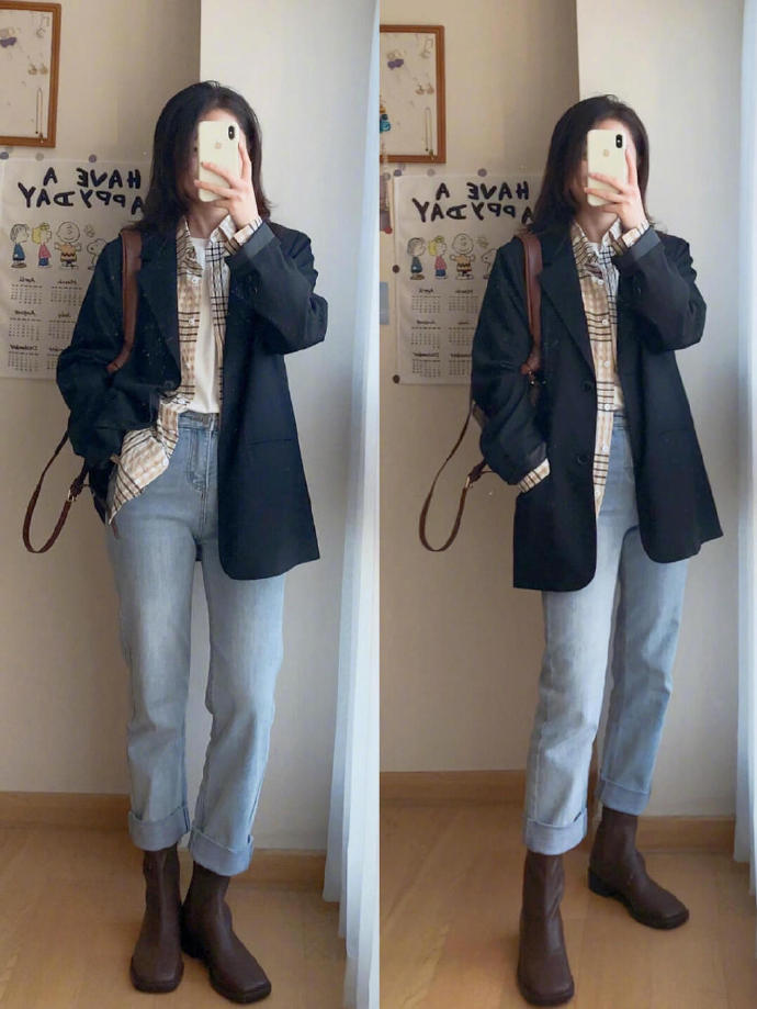 一件黑西装的多种穿搭,一件黑色西装外套