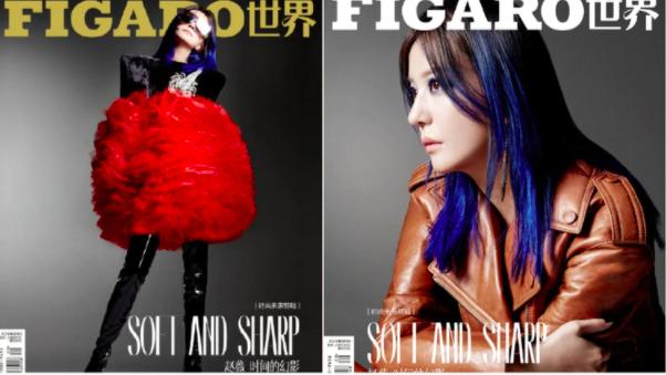 蓝发层次感,赵薇挑染