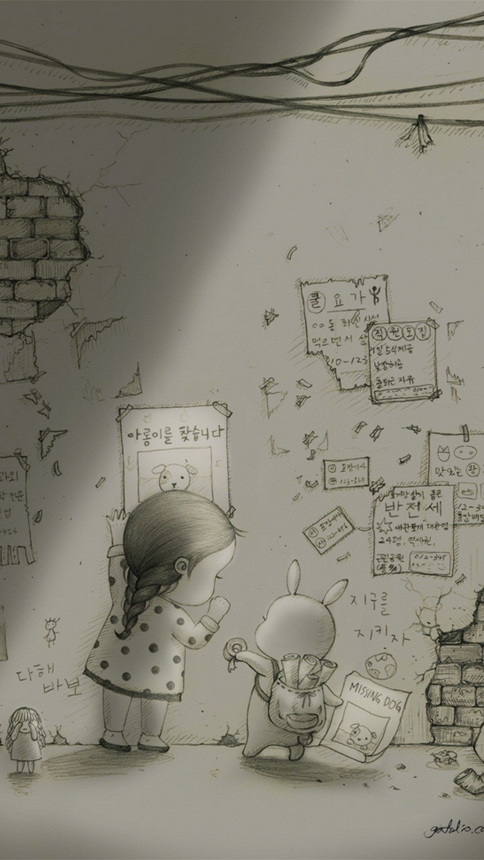 少女与兔子插画,兔子手绘创意插画