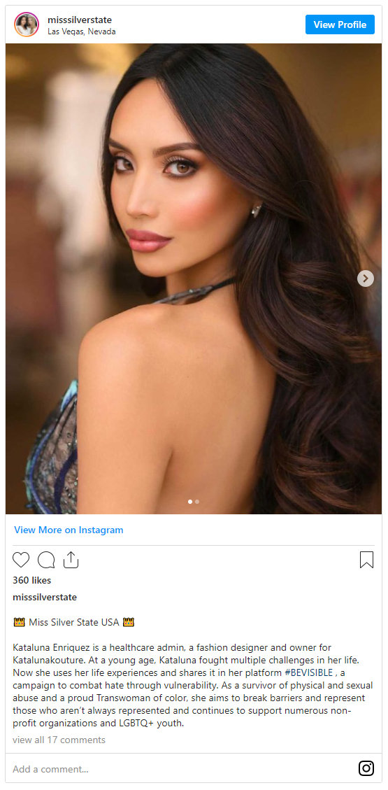 LGBTQ新里程碑！内华达州跨性别佳丽艳冠群芳将角逐美国小姐后冠