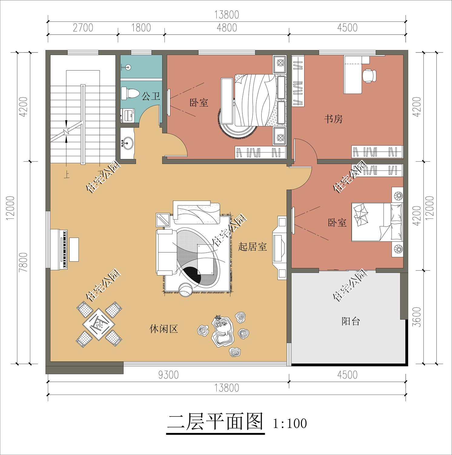 免费分享1000款自建房布局图,三层半现代别墅带落地窗设计图