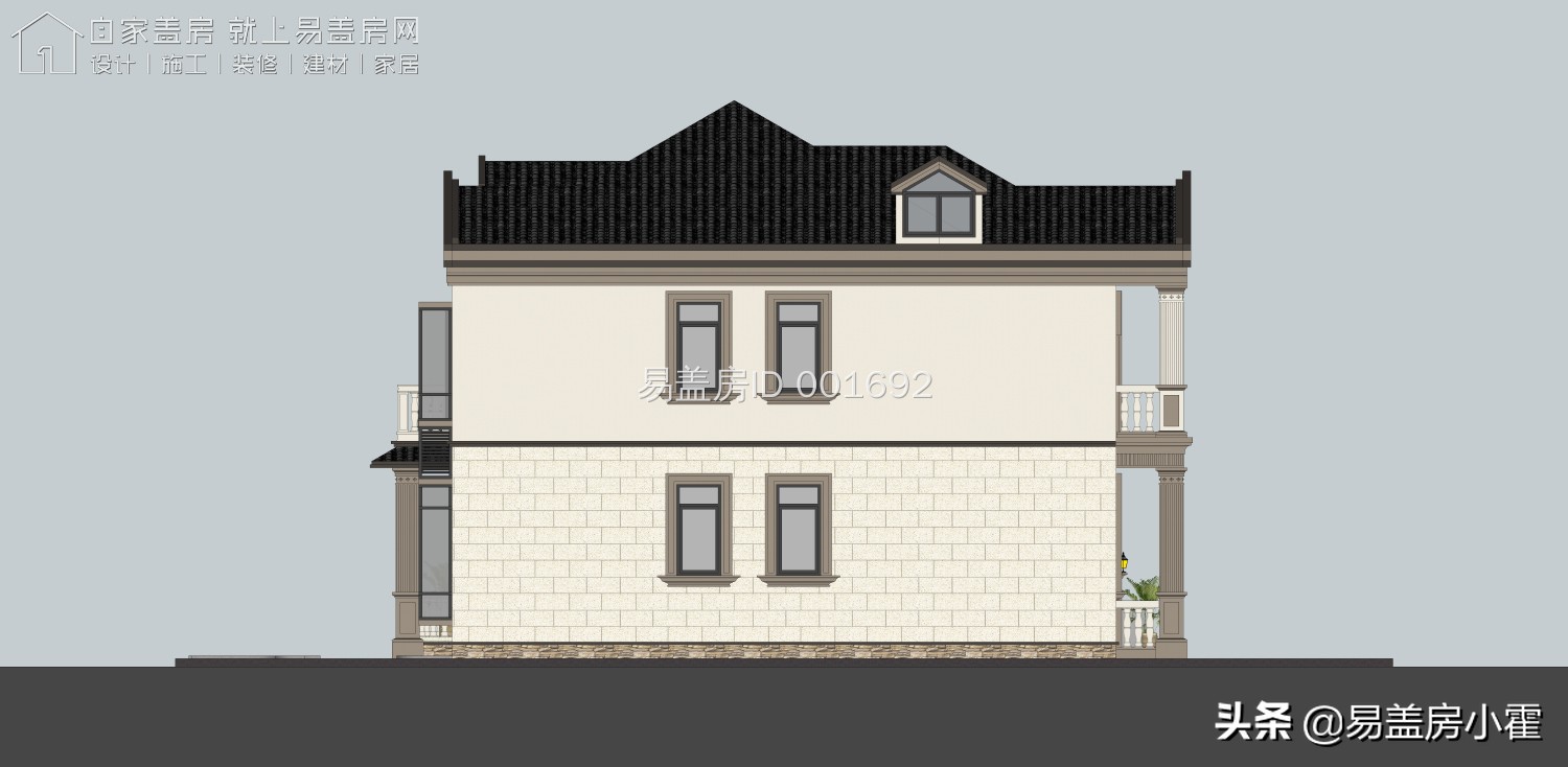 农村自建房2层欧式别墅设计,面宽10米欧式风格二层小别墅