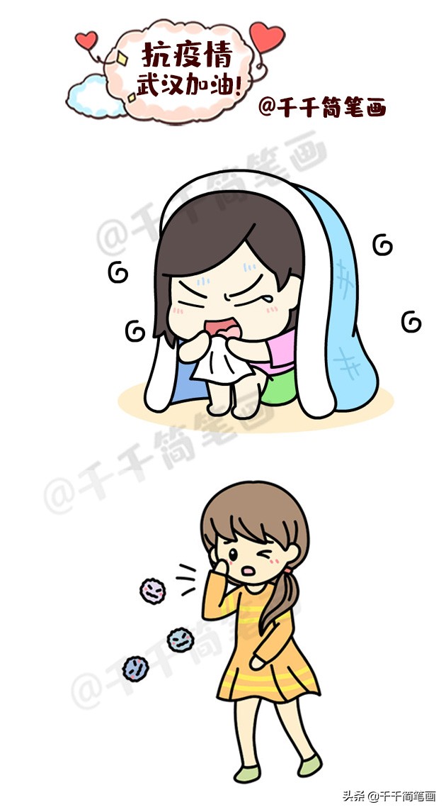 简笔画冠状病毒儿童画,抗击新型冠状病毒手绘画儿童黑白