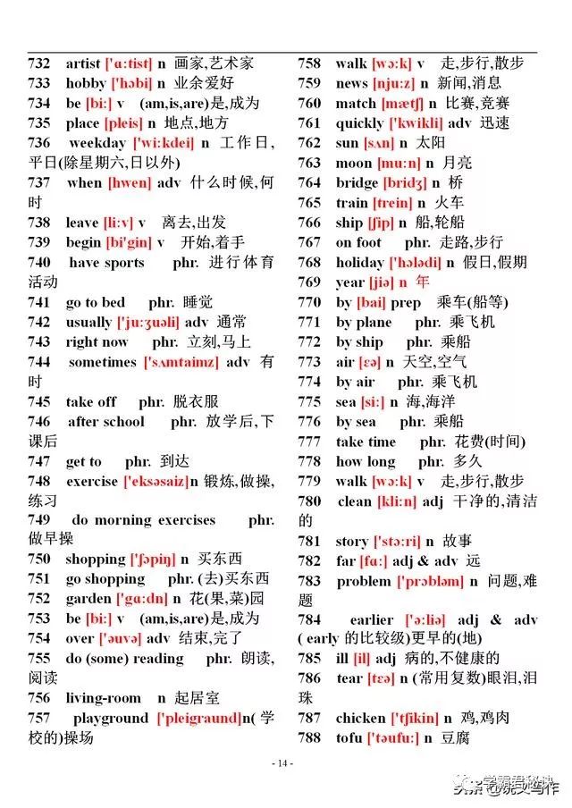 初中英语1600个单词速记表附音标,高一英语单词表音标
