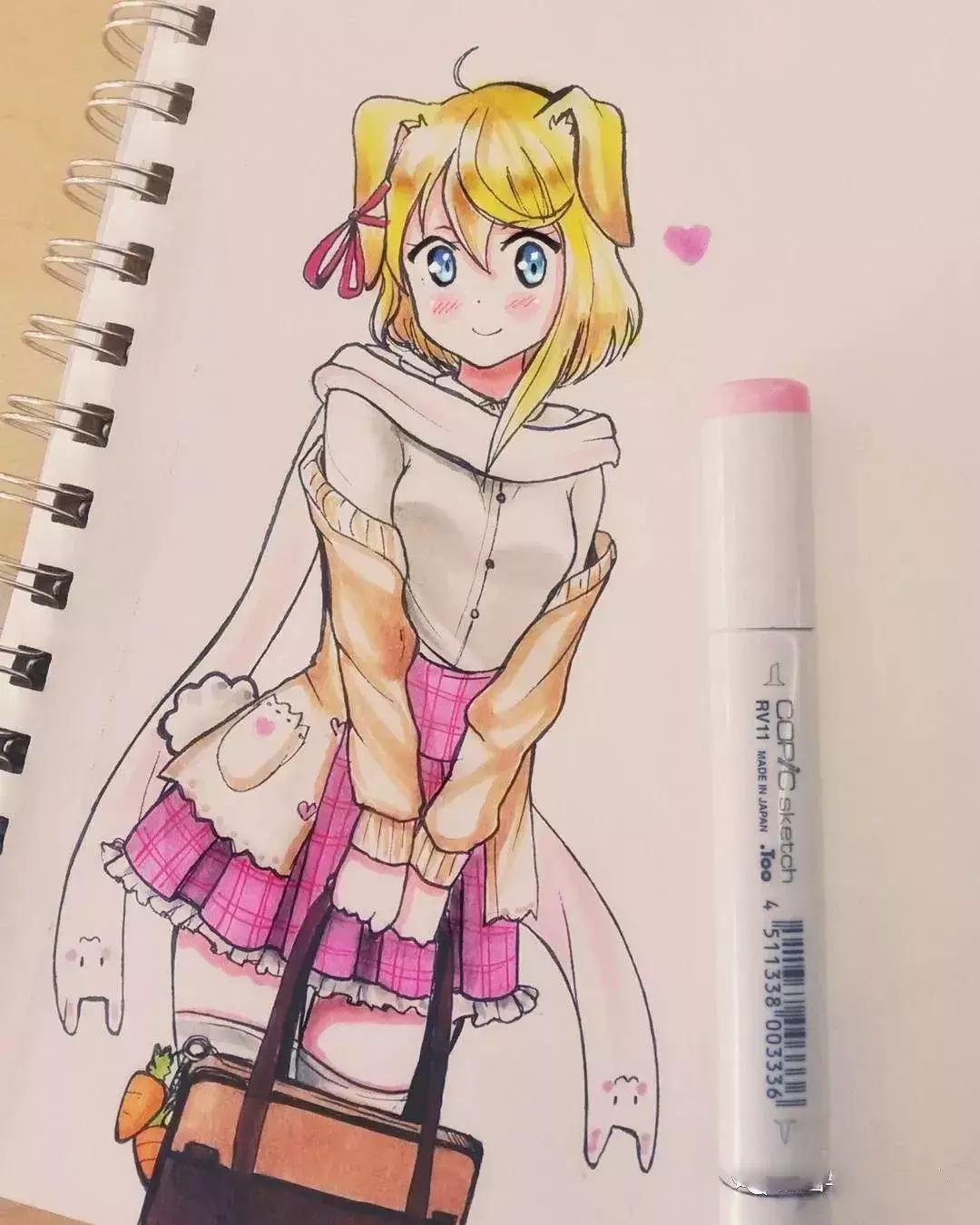 可爱动漫人物手绘马克笔,马克笔好看的动漫人物