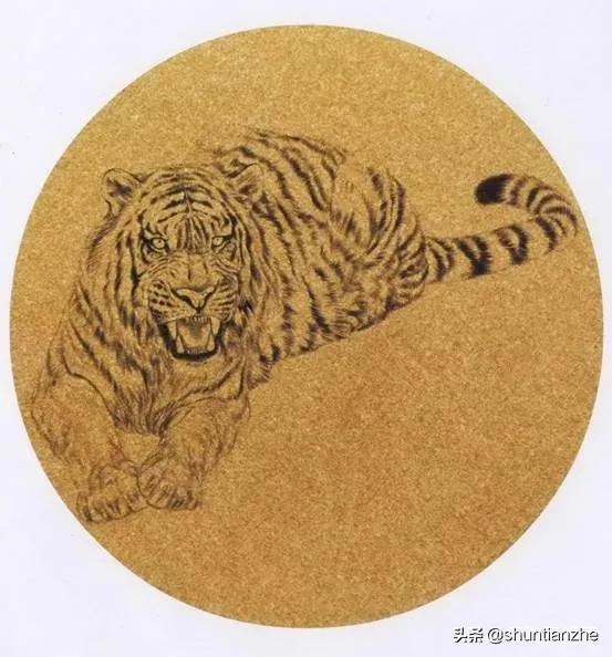 工笔老虎技法教学视频,工笔老虎胸毛的撕毛法