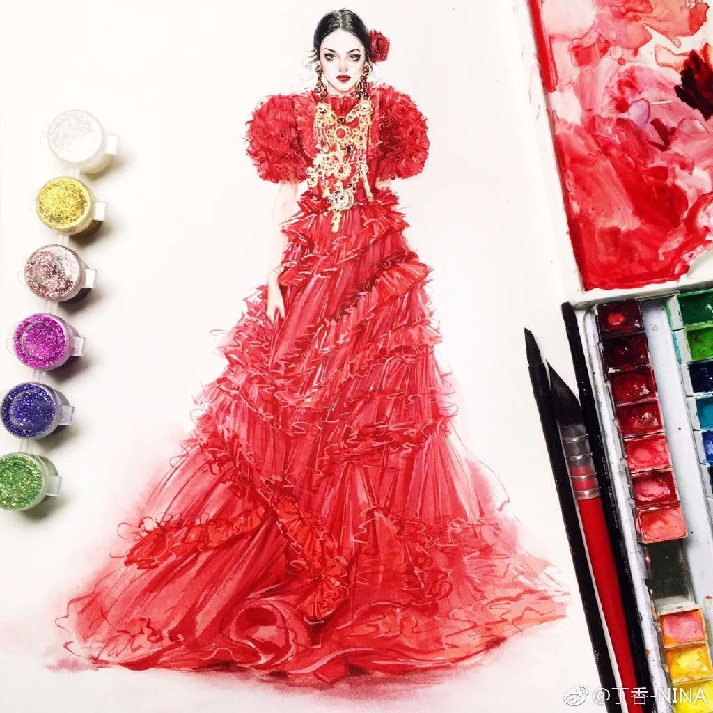 礼服怎么画好看仙气用彩铅,马克笔和彩铅裙子上色教程