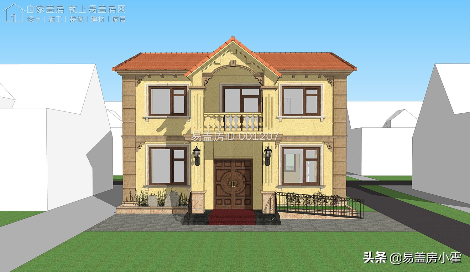 农村自建房2层欧式别墅设计,面宽10米欧式风格二层小别墅