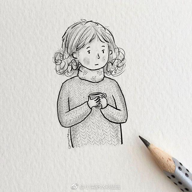 治愈插画手绘简笔画,笔记本插画手绘简笔画